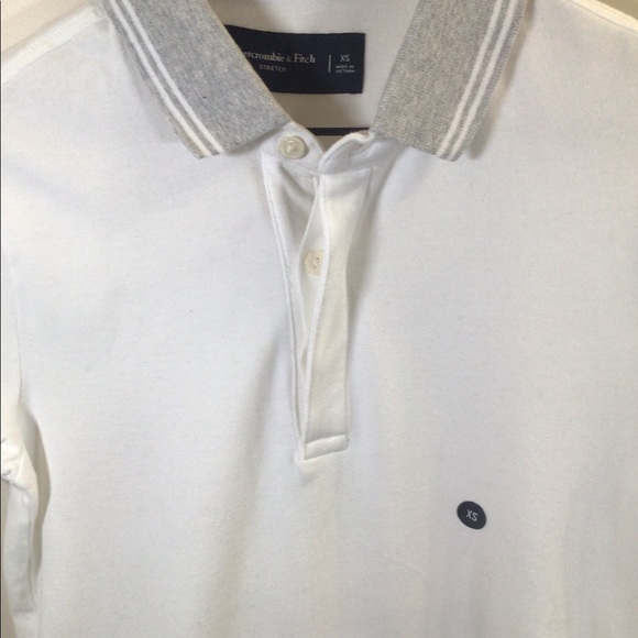 Abercrombie & Fitch Tipped Polo White Gray XS - Picture 6 of 6